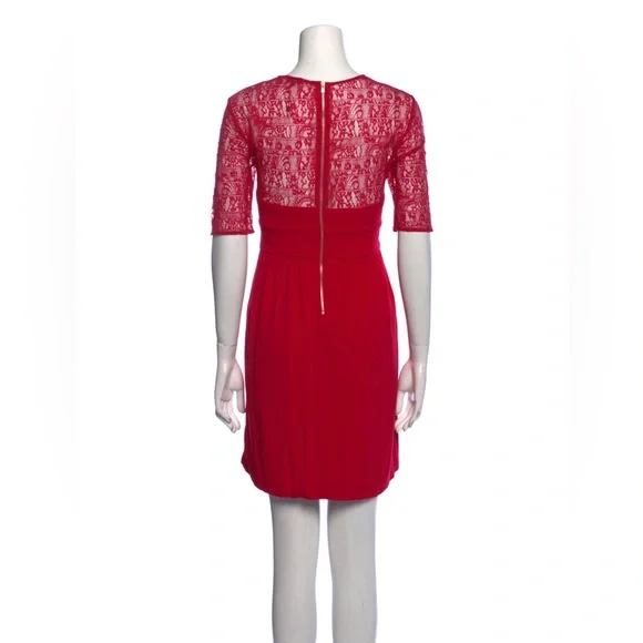 knee length dresses for ladies Sandro "Romie" Bordeaux Lace Cocktail Dress, S  Second Serve Resale
